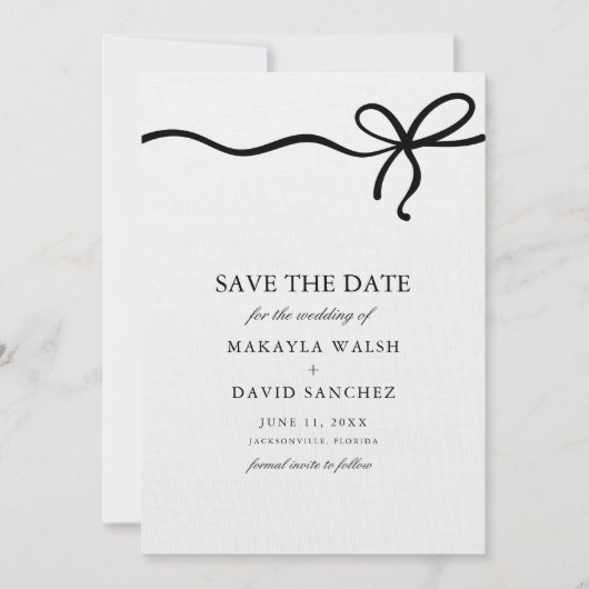 Elegante Coquette Bow Fotobruiloft Bewaar de datum Save The Date (Voorkant)