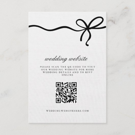 Elegante Coquette Bow Wedding Details QR Code Informatiekaartje (Voorkant)