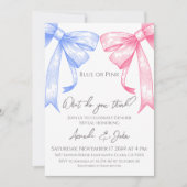 Elegante Coquette Bows Blauw Roze Geslacht Onthull Kaart (Voorkant)