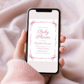 Elegante Coquette Bows Roze Baby Meisje Douche Kaart