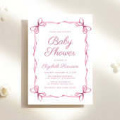 Elegante Coquette Bows Roze Baby Meisje Douche Kaart