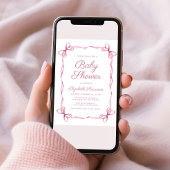 Elegante Coquette Bows Roze Baby Meisje Douche Kaart