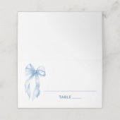 Elegante Coquette Dusty Blue Bow Plaatskaartje (Buitenkant ongevouwen)
