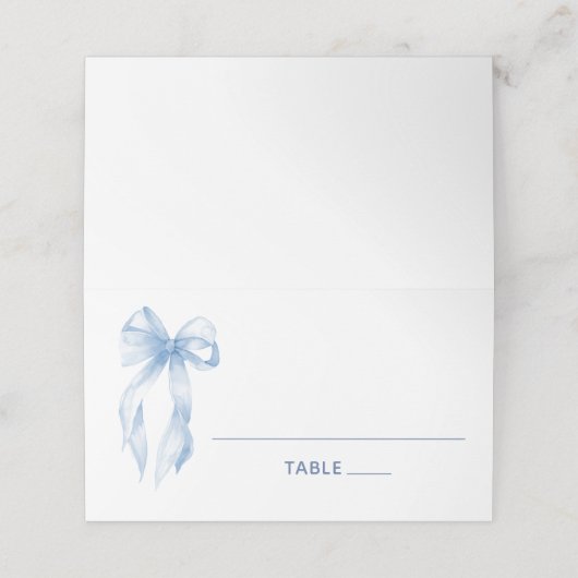Elegante Coquette Dusty Blue Bow Plaatskaartje (Buitenkant ongevouwen)