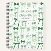 Elegante Coquette Esthetische Groene Bogen Spiraal Notitieboek (Voorkant)