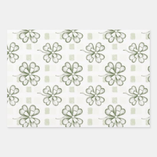 Elegante Coquette Green Shamrocks set van 3 Inpakpapier Vel (Voorkant 2)