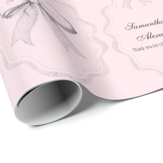 Elegante Coquette Hand getrokken strikken & bruilo Cadeaupapier (Rol Hoek)