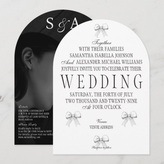 Elegante Coquette Hand getrokken strikken & bruilo Kaart (Voorkant / Achterkant)