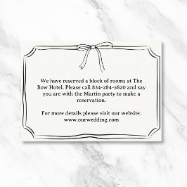 Elegante Coquette Handgetekende Boog Bruiloft Deta Informatiekaartje