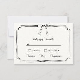 Elegante Coquette Handgetekende Boog Tijdloze brui RSVP Kaartje