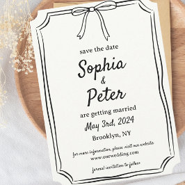 Elegante Coquette Handgetekende Boog Tijdloze brui Save The Date