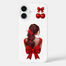 Elegante Coquette Meisje Rood Strik iPhone Hoesje