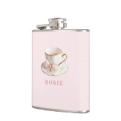 Elegante Coquette Preppy Roze Theekop met strik Heupfles (Links)