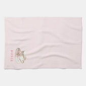 Elegante Coquette Preppy Roze Theekop met strik Theedoek (Horizontaal)