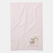 Elegante Coquette Preppy Roze Theekop met strik Theedoek (Verticaal)