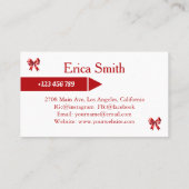 Elegante Coquette Red Bow Visitekaartje (Achterkant)