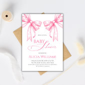 Elegante Coquette Roze Bogen Meisje Baby shower Kaart