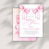 Elegante Coquette Roze Bogen Meisje Baby shower Kaart
