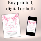 Elegante Coquette Roze Bogen Meisje Baby shower Kaart