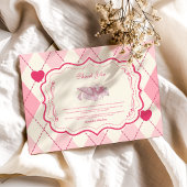 Elegante Coquette Roze Bow Afstuderen Bedankkaart