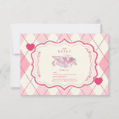 Elegante Coquette Roze Bow Afstuderen RSVP Kaartje (Voorkant)