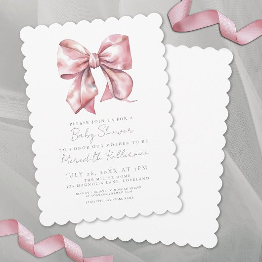 Elegante Coquette Roze Bow Baby shower Kaart