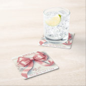 Elegante Coquette Roze Bow Baby shower Meisje Kartonnen Onderzetters (Insitu)