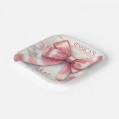 Elegante Coquette Roze Bow Baby shower Meisje Papieren Bordje (Gebogen)