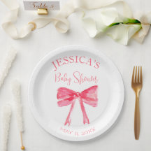 Elegante Coquette Roze Bow Baby shower Meisje