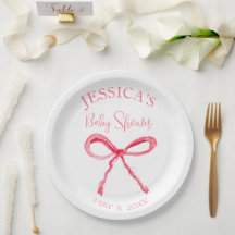 Elegante Coquette Roze Bow Baby shower Meisje