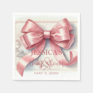 Elegante Coquette Roze Bow Baby shower Meisje Servet