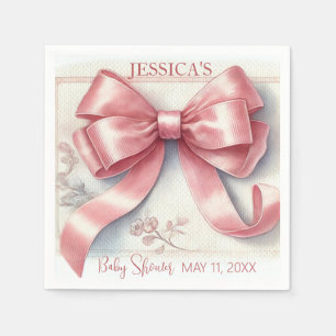 Elegante Coquette Roze Bow Baby shower Meisje Servet