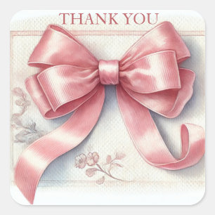 Elegante Coquette Roze Bow Baby shower Meisje Vierkante Sticker