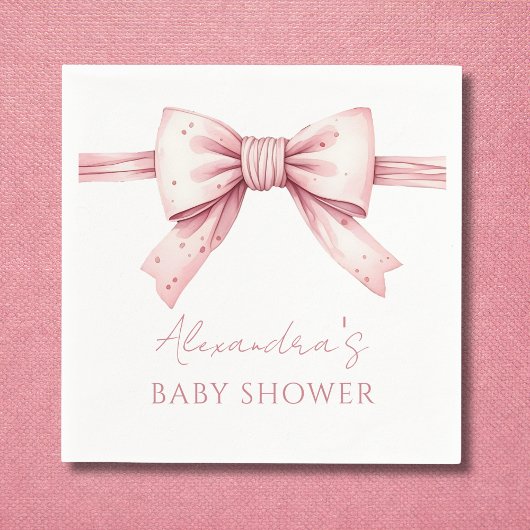 Elegante Coquette Roze Bow Baby shower Servet
