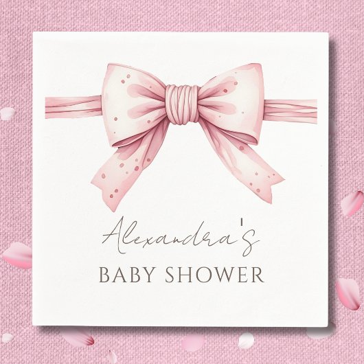 Elegante Coquette Roze Bow Baby shower Servet