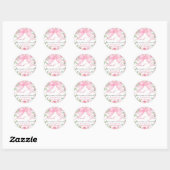 Elegante Coquette Roze Bow en Rozen Dank u Ronde Sticker (Vel)