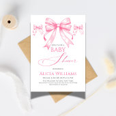 Elegante Coquette Roze Bow Retro Meisje Baby showe Kaart