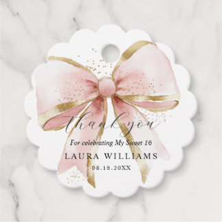 Elegante Coquette Roze Gouden Strik Hoera voor Swe Bedankjes Labels