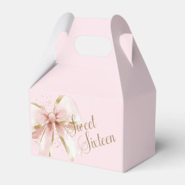 Elegante Coquette Roze & Gouden Strik Sweet 16th  Bedankdoosjes