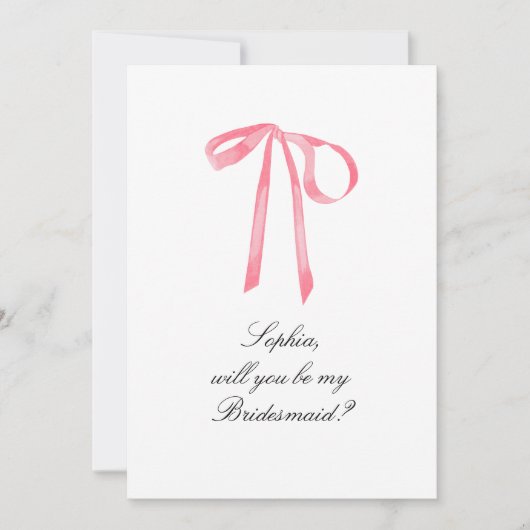 Elegante Coquette Roze Ribbon Bow Bruidsmeisje Kaa (Voorkant)