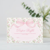 Elegante Coquette Roze Strik Luierspel Informatiekaartje (Staand voorkant)