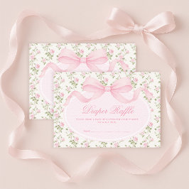 Elegante Coquette Roze Strik Luierspel Informatiekaartje