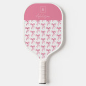 Elegante Coquette Roze strik Monogram Pickleball Paddle (Achterkant)