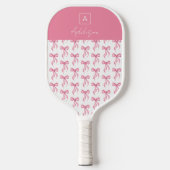 Elegante Coquette Roze strik Monogram Pickleball Paddle (Voorkant)