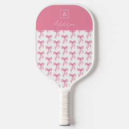 Elegante Coquette Roze strik Monogram Pickleball Paddle
