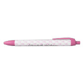 Elegante Coquette Roze Strik Script Naam Monogram Zwarte Inkt Pen (Bovenkant)