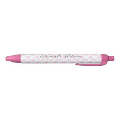 Elegante Coquette Roze Strik Script Naam Monogram Zwarte Inkt Pen (Bodem)