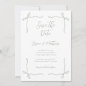 Elegante Coquette Sagegroene Bogen en Geloften Tro Save The Date (Voorkant)