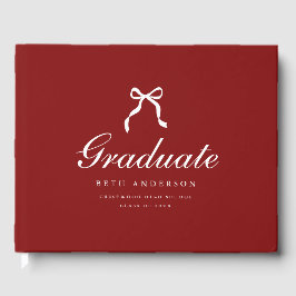 Elegante Coquette Script Afstudeerfeest Wijnrood Gastenboek
