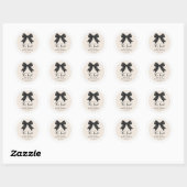 Elegante Coquette Zwarte Strik Bruidsdouche Sticke Ronde Sticker (Vel)